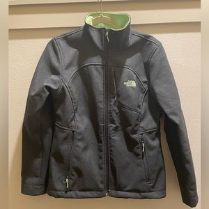 NorthFace fleece lined winter shell jacket in grey w/lime green fleece size Med